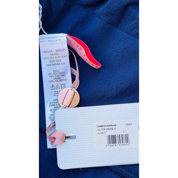 Ted Baker London Pikaa Halter one piece Swimsuit Navy size 3 = US Size 8-10 - Picture 6 of 8